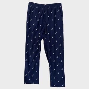 Nautica Sleepwear Mens Medium Pants Navy Blue Sailboats 100% Polyester